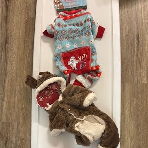 Festive Pet Pajamas - 2 pieces, both reindeer small/medium